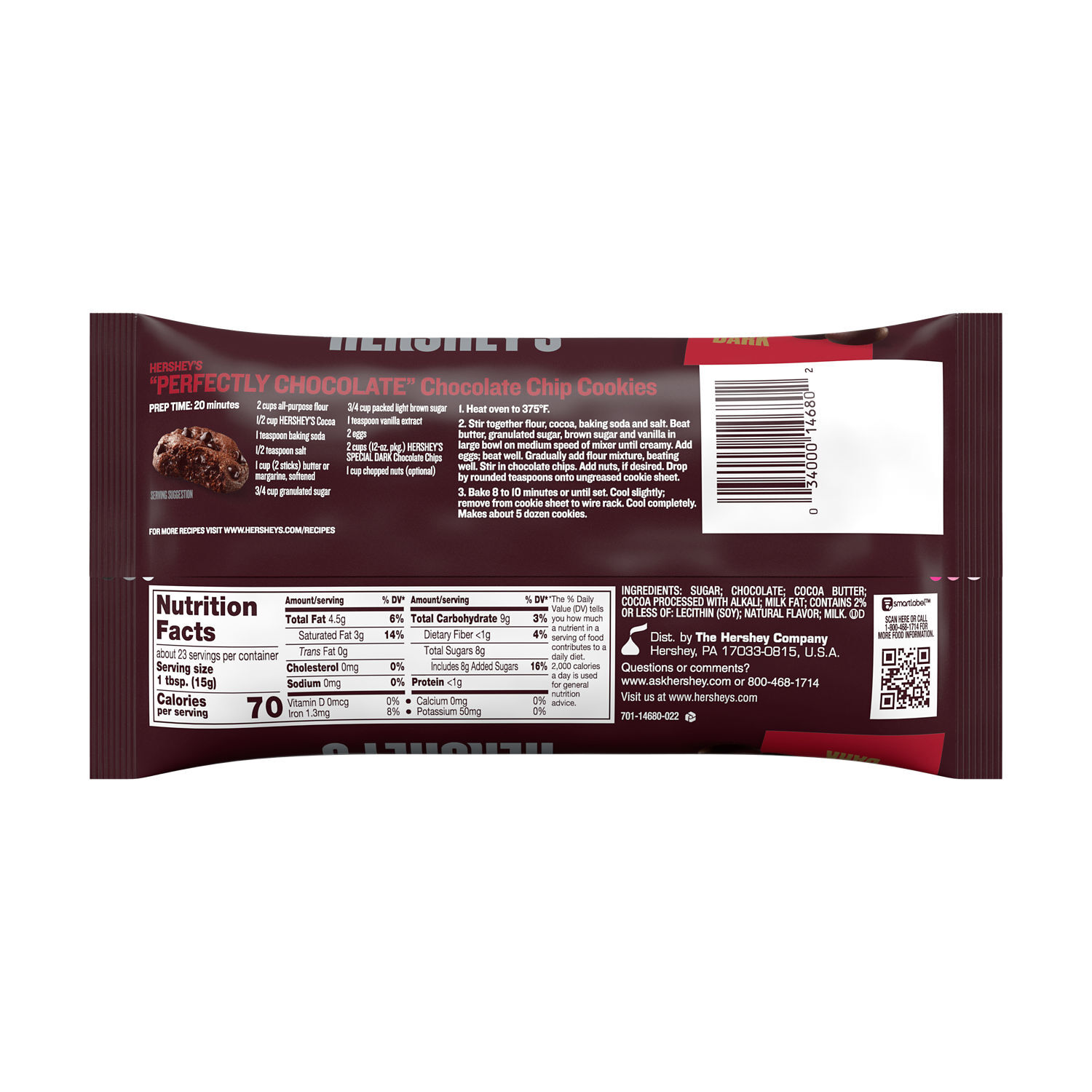HERSHEY’S Special Dark Chocolate Chips 12oz Candy Bag - THE HERSHEY COMPANY
